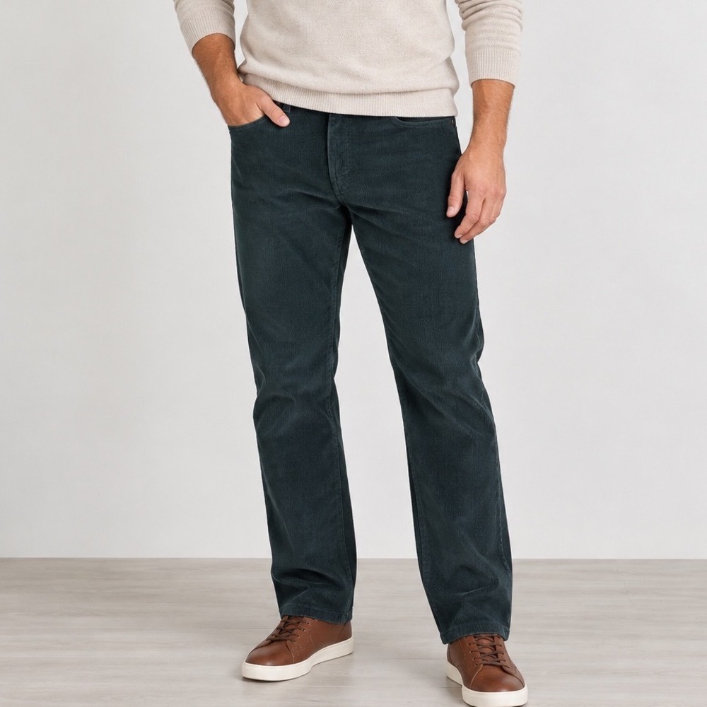 Goodfellow & Co Mens Straight Fit Corduroy Pants Green 36x32 Vintage 5-Pocket